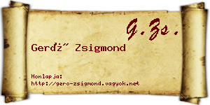 Gerő Zsigmond névjegykártya